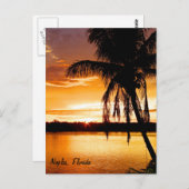 Postcard Silhouette Palm Tree, Orange Sunset Sky Postkarte (Vorne/Hinten)