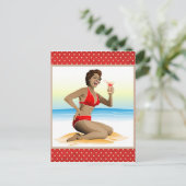 Postcard Sommerliches Button mit Cocktail Postkarte (Stehend Vorderseite)