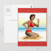 Postcard Sommerliches Button mit Cocktail Postkarte (Vorne/Hinten)