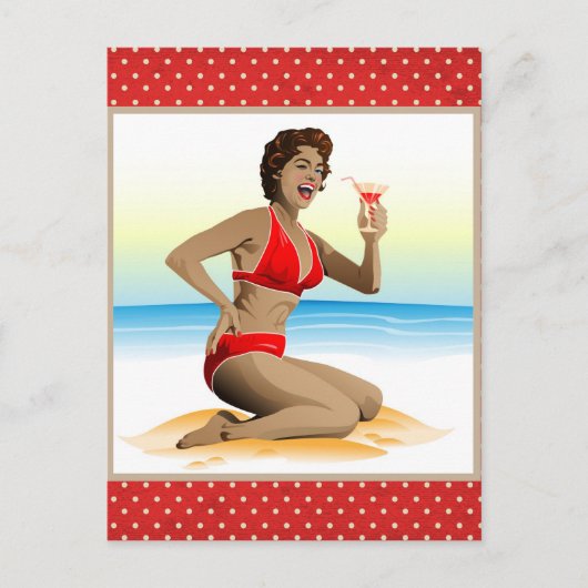 Postcard Sommerliches Button mit Cocktail Postkarte (Vorderseite)