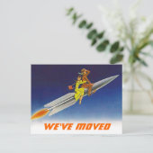 Postcard Spaß Retro Wir haben neue Adresszeile ver Ankündigungspostkarte (Stehend Vorderseite)