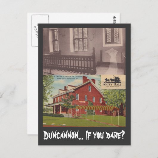 Postcard Spuk Amity Hall Duncannon PA & Ghost Postkarte (Vorne/Hinten)