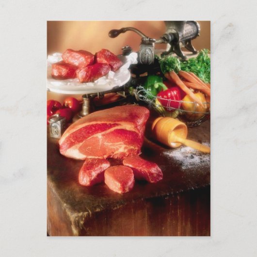 POSTCARD STEAK DINNER ZUTATEN POSTKARTE (Vorderseite)
