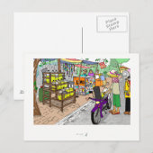 Postcard Street Szene in Asien mit Motorrad Postkarte (Vorne/Hinten)