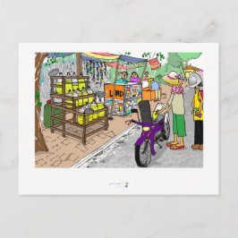 Postcard Street Szene in Asien mit Motorrad Postkarte
