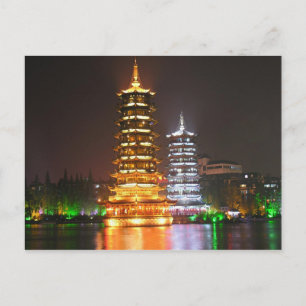 Postcard Sun- und Mondtürme, Guilin, China Postkarte