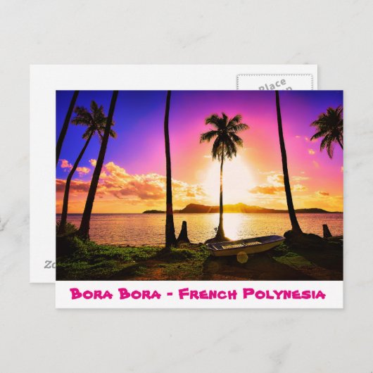 Postcard Sunset on Bora Bora, Französisch-Polynesi Postkarte (Vorne/Hinten)