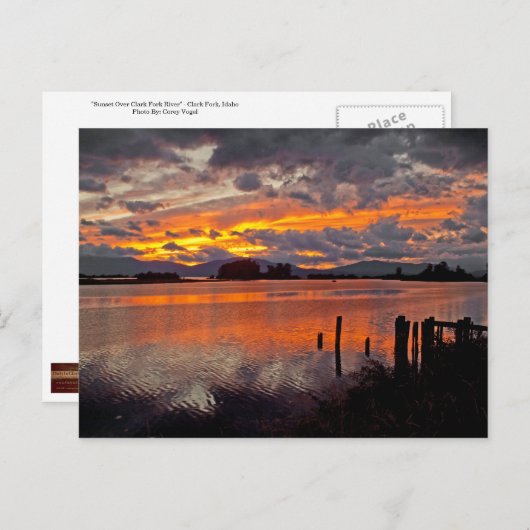 POSTCARD ~ "Sunset Over the Clark Fork River" Postkarte (Vorne/Hinten)