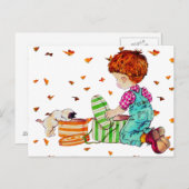 Postcard The boy and the dog Postkarte (Vorne/Hinten)