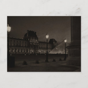 Postcard The Louvre in Black and White, Paris Postkarte