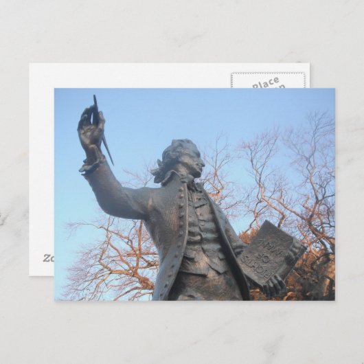 Postcard Thomas Paine Statue mit RIghts of Man Postkarte (Vorne/Hinten)