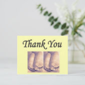 Postcard Twins Baby Danke gelb Postkarte (Stehend Vorderseite)