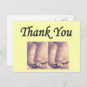 Postcard Twins Baby Danke gelb Postkarte (Vorne/Hinten)
