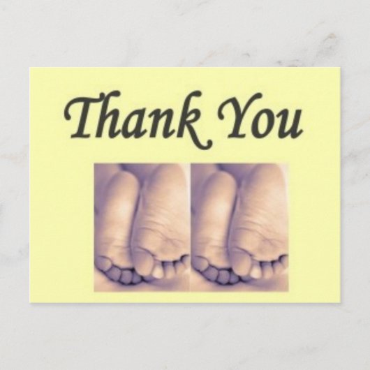Postcard Twins Baby Danke gelb Postkarte (Vorderseite)