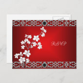 Postcard UAWG Asian Red Black Floral Silver White Einladungspostkarte (Vorne/Hinten)