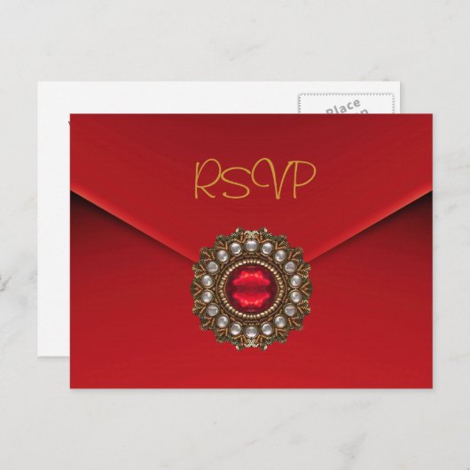 Postcard UAWG Einladung Red Gold Jewel (Vorne/Hinten)