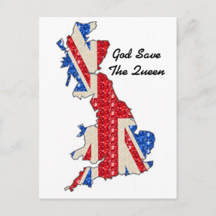 Postcard UK Flag Gott Rettete The Queen Postkarte