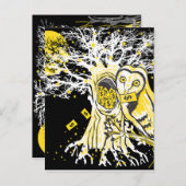 Postcard – Urban Tree Owl & Wealth Surreal Pop-Art Postkarte (Vorne/Hinten)