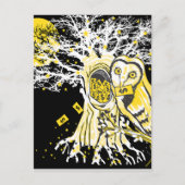 Postcard – Urban Tree Owl & Wealth Surreal Pop-Art Postkarte (Vorderseite)