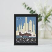 Postcard-Vintag Chicago Travel Art-8 Postkarte (Stehend Vorderseite)