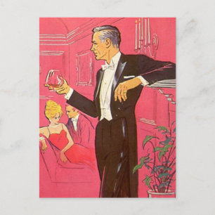 Postcard Vintag Cocktail Party Open House Brandy Postkarte