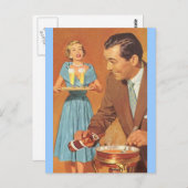 Postcard Vintag Fondue Party Festivals Open House Postkarte (Vorne/Hinten)