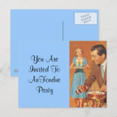 Postcard Vintag Retro Fun Fondue Party Einladung (Vorne/Hinten)