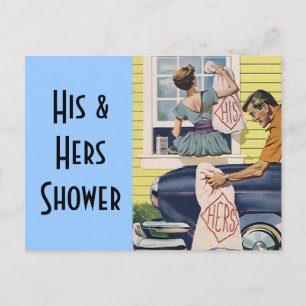 Postcard Vintag Retro Seine Dusche Einladungen