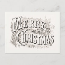 POSTCARD: VINTAGE MERRY CHRISTMAS ILLUSTRATION