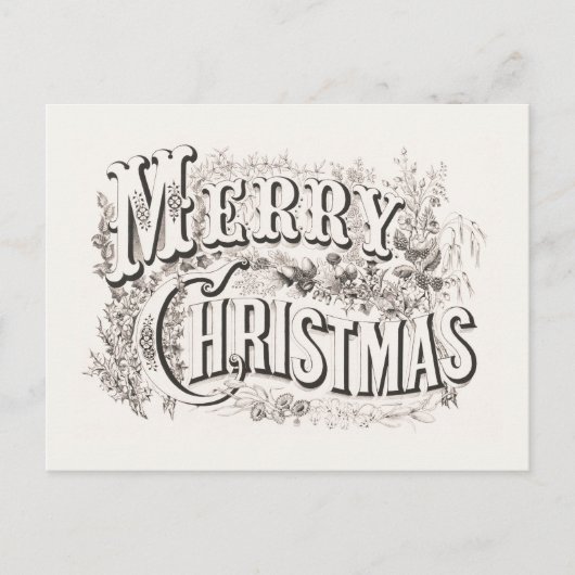 POSTCARD: VINTAGE MERRY CHRISTMAS ILLUSTRATION POSTKARTE (Vorderseite)