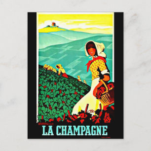 Postcard Vintage Travel-Champagne Postkarte