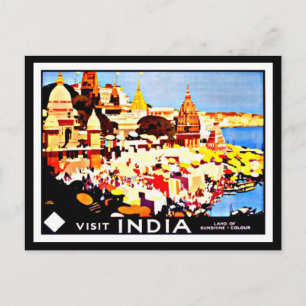 Postcard Vintage Travel-Indien Postkarte