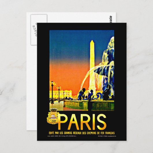Postcard Vintage Travel-Paris Postkarte (Vorne/Hinten)