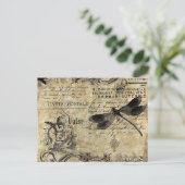 Postcard - Vintager französischer Cherub-Dragonfly Feiertagspostkarte (Stehend Vorderseite)