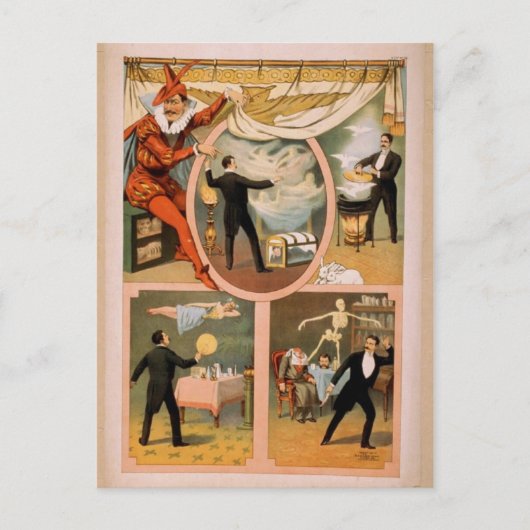 Postcard-Vintages Theater Magician Werbung Postkarte (Vorderseite)