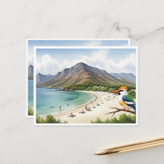 Postcard Volcano & Feather Postkarte (Vorderseite/Rückseite Beispiel)