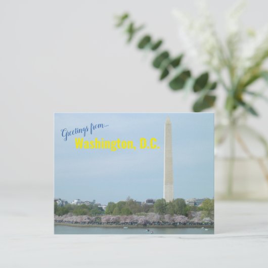 Postcard - Washington Monument and Cherry Blossoms Postkarte (Stehend Vorderseite)