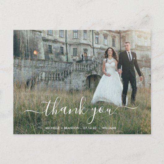 Postcard Wedding danke + Foto der Schrift Postkarte (Vorderseite)