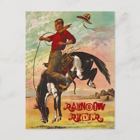 POSTCARD WESTERN BRONC HORSE & THE RAINBOW RIDER POSTKARTE (Vorderseite)