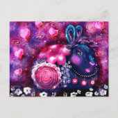 Postcard - Whimsical Rabbit "Glamour Bunny" Pink Postkarte (Vorderseite)