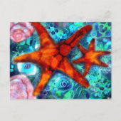 Postcard - Whimsical Starfish Seashells Beach Art Postkarte (Vorderseite)