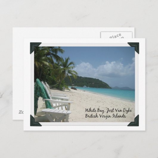 Postcard White Bay, Jost Van Dyke, BVI Postkarte (Vorne/Hinten)