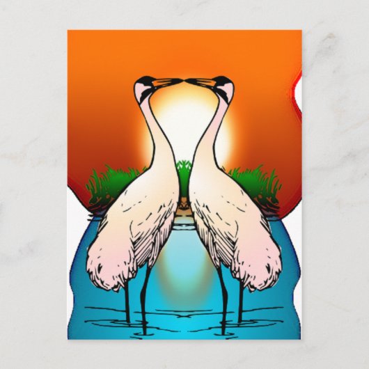 Postcard-Whooping Crane Love Birds Postkarte (Vorderseite)