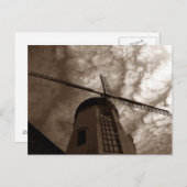 Postcard ~ Windmühle-Segel gegen Wolken ~ Sepia Postkarte (Vorne/Hinten)