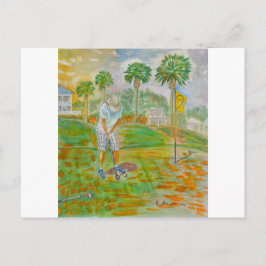 Postcard with a post-stamp on the card's backside. postkarte