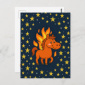 Postcard with a red horses postkarte (Vorne/Hinten)