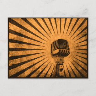 Postcard with Cool Vintage Microphone Postkarte