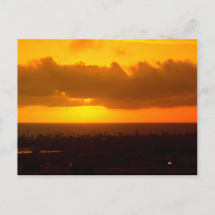postcard with sunset oceanside, postkarte