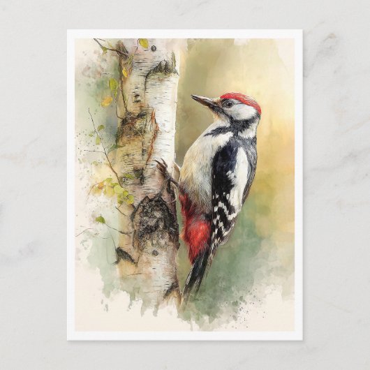 Postcard. Woodpecker Postkarte (Vorderseite)