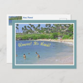 Postcard/ "WOWEE! ES IST MAUI! / STRAND & PALM BÄU Postkarte (Vorne/Hinten)